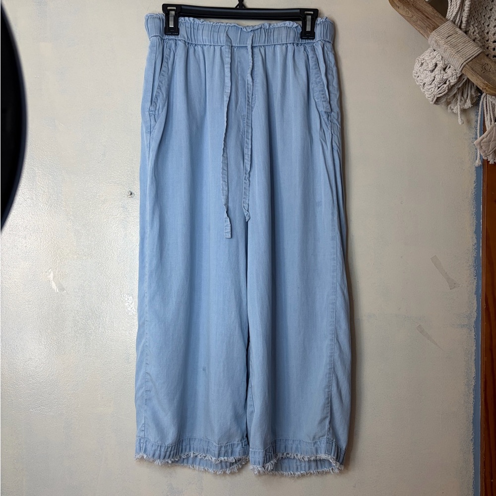 Zac & Rachel wife leg elastic waist pull on pants size M Lyocell boho flowy